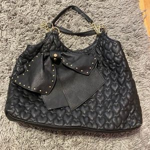 Oversized Betsy Johnson Black Leather Purse